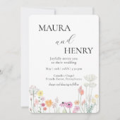 カラフル春ワイルドフラワーカジュアル結婚ズ 招待状 (正面)