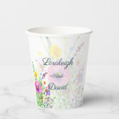 カラフル春ワイルドフラワーカスタムウェディング 紙コップ (正面)