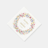 カラフル春ワイルドフラワーガーデンリース結婚ズ スタンダードカクテルナプキン (角)