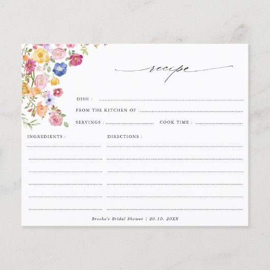 カラフル春ワイルドフラワーブライダルシャワーレシピ (正面)