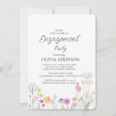 カラフル春ワイルドフラワー婚約パーティ 招待状 (正面)