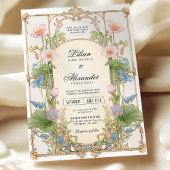 カラフル春ワイルドフラワー庭園の結婚式 招待状