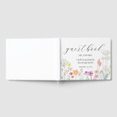 カラフル春ワイルドフラワー結婚のスクリプエレガントト ゲストブック (全面)