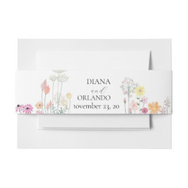 カラフル春ワイルドフラワー結婚のスクリプエレガントト 招待状ベリーバンド