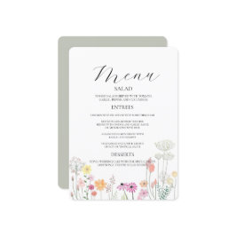 カラフル春ワイルドフラワー結婚のメニュー招待状 メニュー