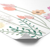 カラフル春ワイルドフラワー結婚の歓迎 ポスター (角)