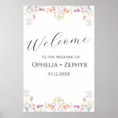 カラフル春ワイルドフラワー結婚の歓迎 ポスター (正面)