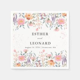カラフル春ワイルドフラワー結婚ズ スタンダードカクテルナプキン