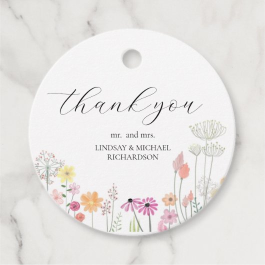 カラフル春ワイルドフラワー結婚ズ フェイバータグ (正面)