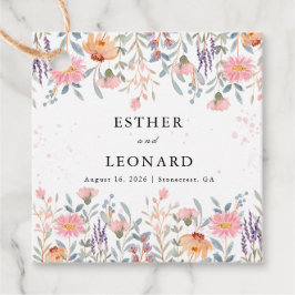 カラフル春ワイルドフラワー結婚ズ フェイバータグ