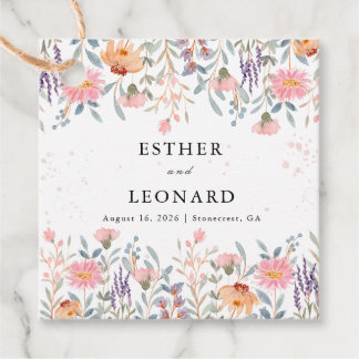 カラフル春ワイルドフラワー結婚ズ フェイバータグ