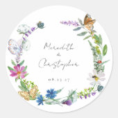 カラフル春ワイルドフラワー結婚ズ ラウンドシール (正面)