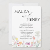 カラフル春ワイルドフラワー結婚ズ 招待状 (正面)