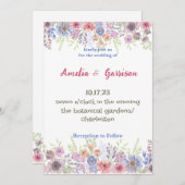 カラフル春ワイルドフラワー結婚式招待状 招待状 (正面/裏面)