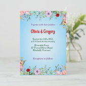 カラフル春ワイルドフラワー結婚式招待状 招待状 (スタンド正面)