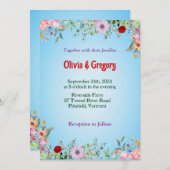 カラフル春ワイルドフラワー結婚式招待状 招待状 (正面/裏面)
