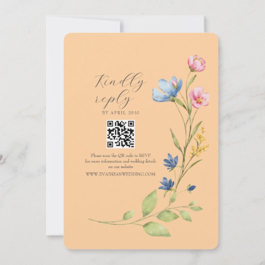 カラフル春ワイルドフラワー結婚式招待状 招待状 (裏面)