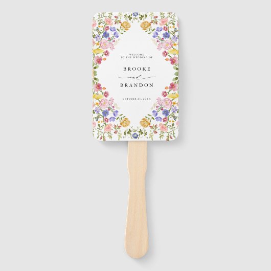 カラフル春ワイルドフラワー野結婚草牧草地のタイムライン ハンドファン (正面)