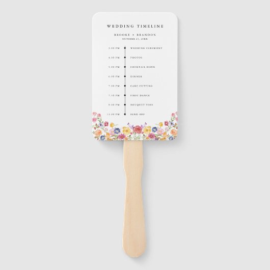 カラフル春ワイルドフラワー野結婚草牧草地のタイムライン ハンドファン (裏面)