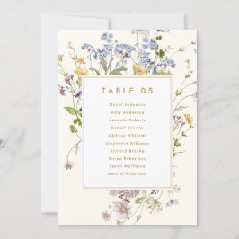 カラフル春ワイルドフラワー金ゴールドシーティングチャートカード 招待状