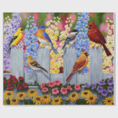 カラフル春花園の鳥 ラッピングペーパー (フラット)