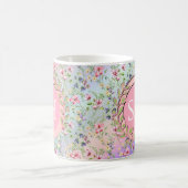 カラフル春花水彩模様モノグラム コーヒーマグカップ (中央)