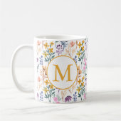 カラフル春花水彩模様モノグラム コーヒーマグカップ (左)