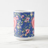 カラフル春花水彩模様モノグラム コーヒーマグカップ (中央)