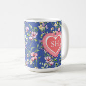 カラフル春花水彩模様モノグラム コーヒーマグカップ (正面右)