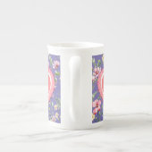 カラフル春花水彩模様モノグラム ボーンチャイナマグカップ (裏面)
