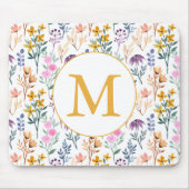 カラフル春花水彩模様モノグラム マウスパッド (正面)