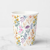 カラフル春花水彩模様モノグラム 紙コップ (左)