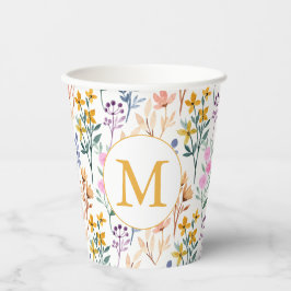 カラフル春花水彩模様モノグラム 紙コップ