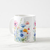 カラフル春花水彩模様 コーヒーマグカップ (正面左)