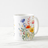 カラフル春花水彩模様 コーヒーマグカップ (正面右)