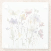 カラフル春野生の花の水色 ガラスコースター (裏面)