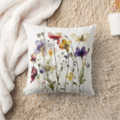 カラフル春野生の花の水色 クッション (ブランケット)