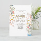 カラフル春野草牧草乾燥結婚の 招待状 (スタンド正面)