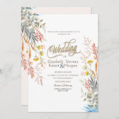カラフル春野草牧草乾燥結婚の 招待状 (正面/裏面)