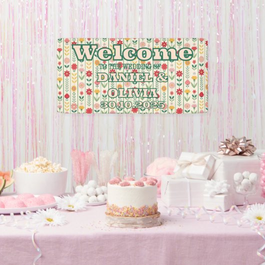 カラフル春野草牧草地のシーティングチャート 横断幕 (パーティー)