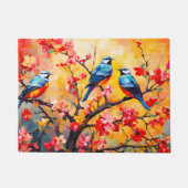 カラフル春鳥開花 ドアマット (正面)