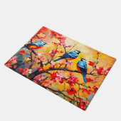 カラフル春鳥開花 ドアマット (アングル)