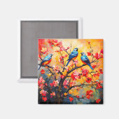 カラフル春鳥開花 マグネット (正面/裏面)