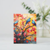 カラフル春鳥開花 案内ポストカード (スタンド正面)