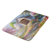 カラフル春/フローラで覆われた橋&川 バスマット (アングル)