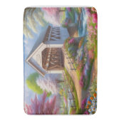 カラフル春/フローラで覆われた橋&川 バスマット (正面縦)