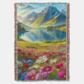 カラフル春/フローラ山湖 スローブランケット (正面縦)
