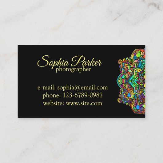 カラフル曼荼羅花 名刺 (裏面)