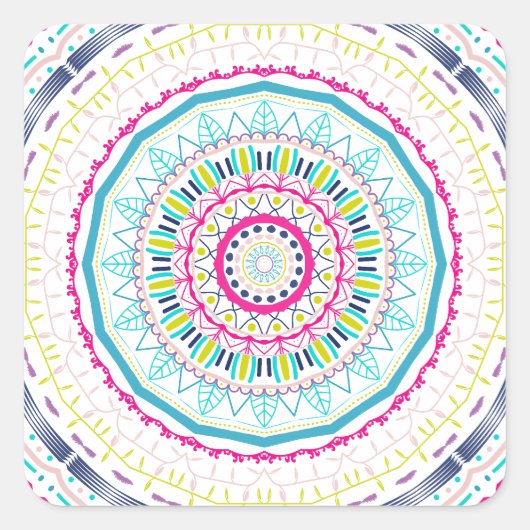 カラフル曼荼羅 スクエアシール (正面)