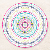 カラフル曼荼羅 ラウンドペーパーコースター (正面)